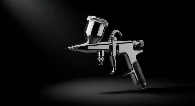 Spray gun on black background