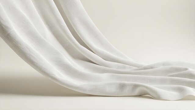 White Luxury Silk Fabric with Elegant Soft Folds