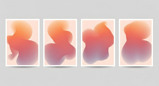 Warm Orange and Purple Gradient Blob Poster Series on Peach