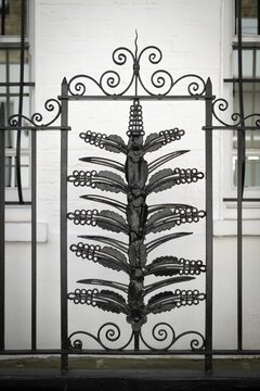Decorative black metal mesh with floral patterns, Chelsea, London, Great Britain, England, Great Britain