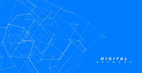 Obraz premium digital network web connectivity blue background with white plexus lines