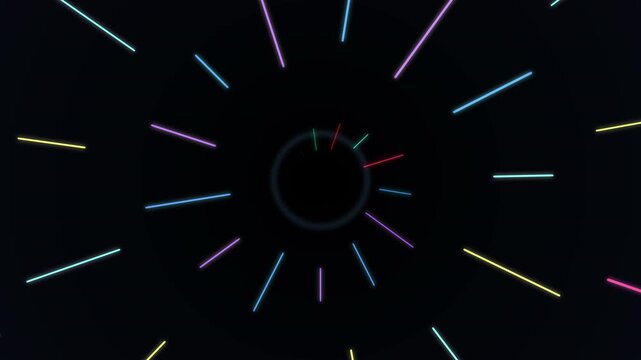 Colorful blurry lines hyperspace speed animation, deep space hole journey, fast background motion graphic