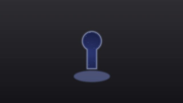 Surreal keyhole revealing starry sky in dark concrete room, mystery and opportunity