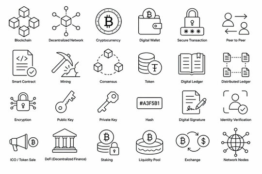 Set of thin line business and finance icons on a white background
