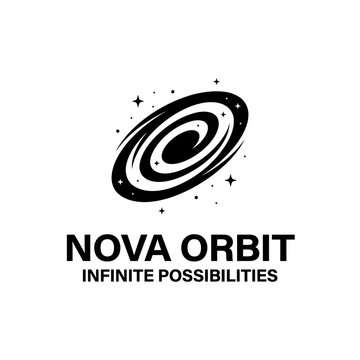 Minimalist celestial logo for space tech or astronomy brands.