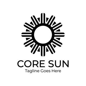 Solar-inspired graphic icon symbolizing core energy, renewable power, and technical precision for modern brands.