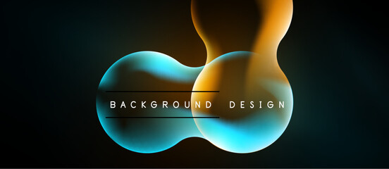 Naklejka premium Abstract fluid shapes, vibrant colors, dark background. Modern design elements create dynamic visual impact. Text reads background design.
