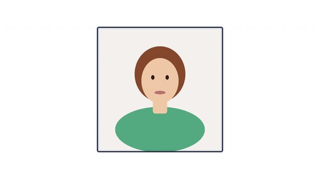 Stop motion animation multiple person portraits changing faces in square frame, multicultural character diversity
