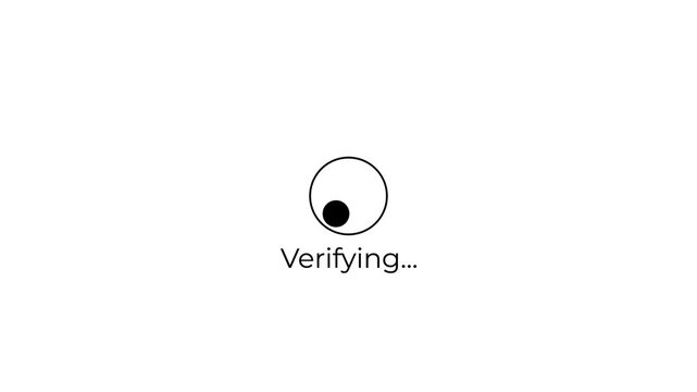 minimal verifying indicator with bouncing circle and rotating dot loop animation verification ui.