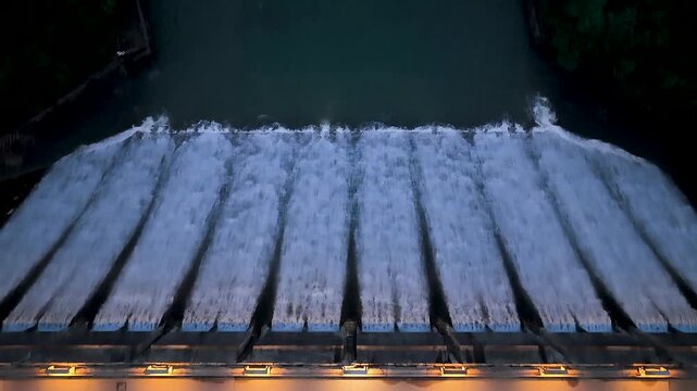 Night illuminated view of Tai Tam Tuk Dam. July 18 2026
