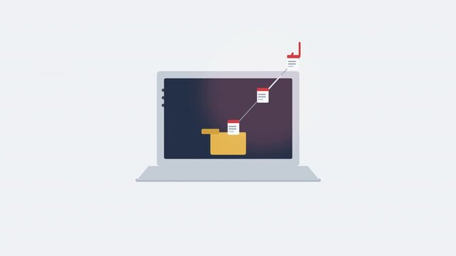 Online phishing and cybersecurity threat animation, digital data theft concept