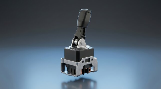 Joystick switch 3D render industrial multidirectional control interface for machinery automation equipment and motion systems