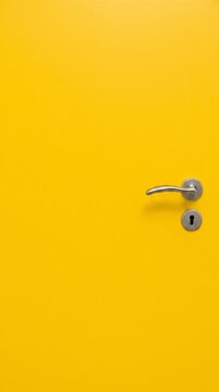 Modern yellow door with silver handle