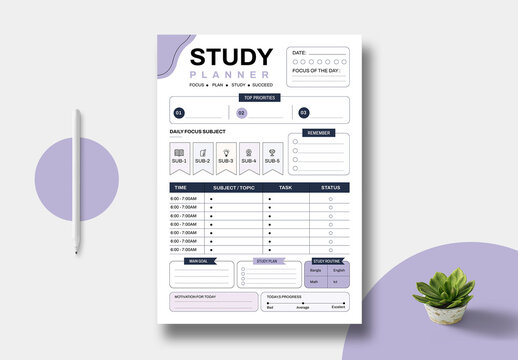 Study Planner Template Layout