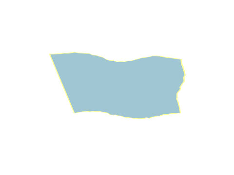 A light blue trapezoidal shape with a thin yellow outline on flat surface