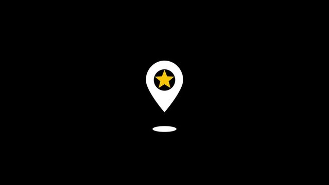 Minimalistic location pin icon animation with bouncing motion on white background for map navigation interface design