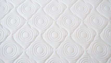 Obraz premium Clean white quilted mattress protector fabric texture background with mattress