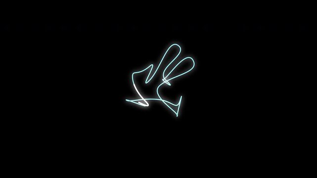 animated tangled line changing shape on black loop, complexity to simplicity concept