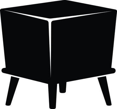 Silhouette design of mid century modern square wooden nightstand side vector
