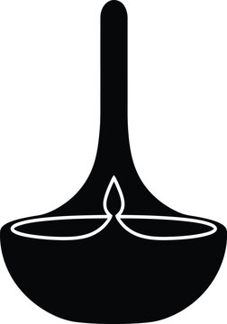 Silhouette design of traditional indian diya oil lamp simple vector