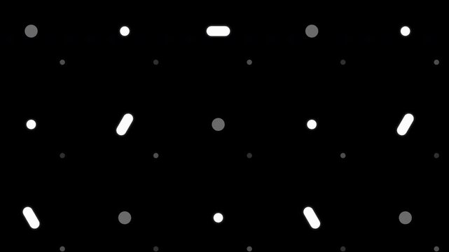 Seamless pattern motion animation of white medical pills floating on black background
