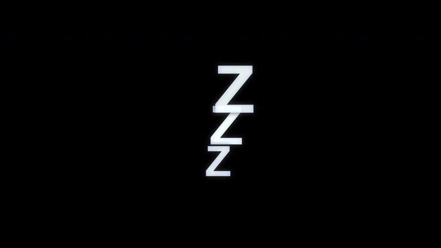 Animated sleeping Zzz symbols loop, conveying rest, quiet, night, sleep concepts