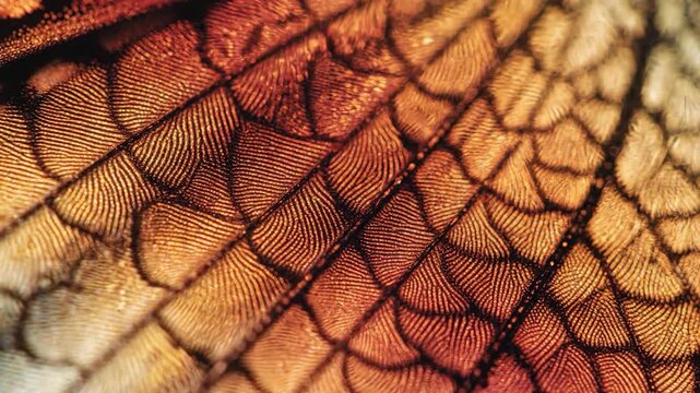 Iridescent purple and teal insect wing macro detail