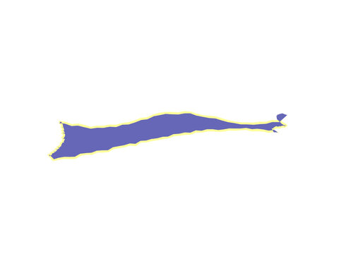 A stylized purple silhouette of the island of crete with yellow border