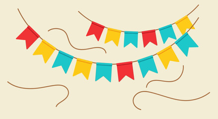 Vibrant and festive vector illustration featuring colorful confetti, streamers, and birthday balloons on a white background, ideal for party celebrations and holiday event designs. © rahayuu