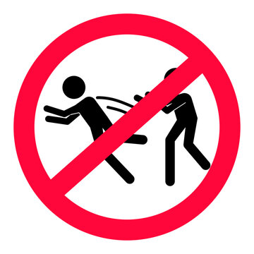 "No horseplaying at work or school" signage