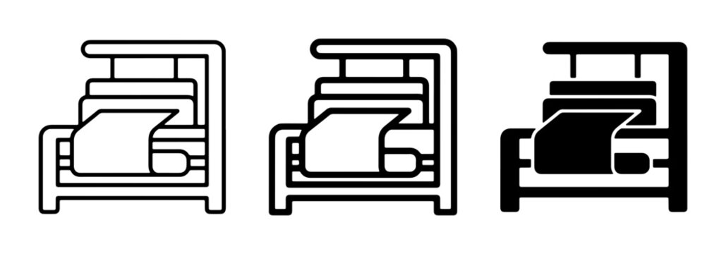 Printing Press Icons, Vintage Lithography Machine Vector Graphics, Industrial Typography Equipment Set