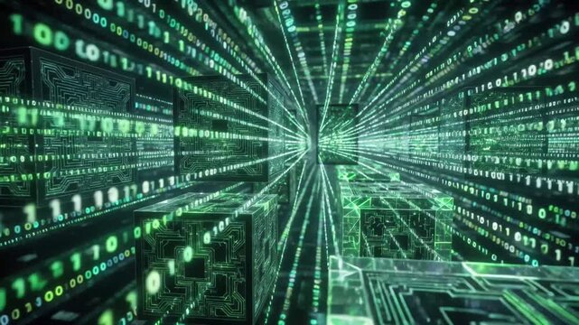 Digital Binary Data Streaming Through Virtual Cybernetic Architecture representing Advanced Computational Processing and Information Technology Infrastructure