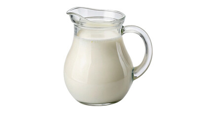 Glass jug pitcher filled with fresh organic milk isolated on transparent background © Hanna