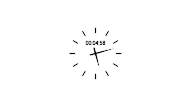 Clock spinning, watch animation with 10s counter useful for time lapse.  Clock icon flat style fast speed with clock rotation. 4k regulation.