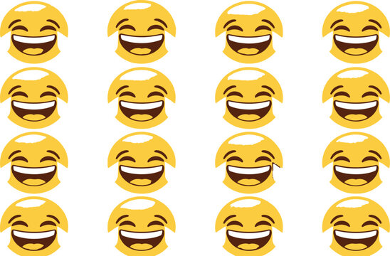 A grid of yellow laughing emojis with tears of joy expresses extreme happiness and amusement.