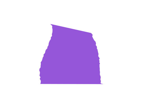 A solid purple abstract shape with a flat bottom and textured side edges