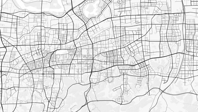 Jinan City Map. Minimalist black and white line art poster for printing, wallpaper, wall art, and map resources for home and office decor