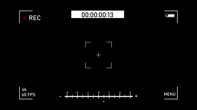 Digital camera recording overlay interface on a black background