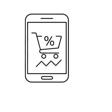 Smartphone with shopping cart and percentage icon