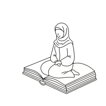 Woman in Hijab Sitting on Open Book