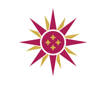 Abstract starburst emblem with four stars