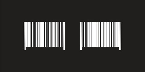 Fototapeta premium Two vertical barcode symbols on a solid black background