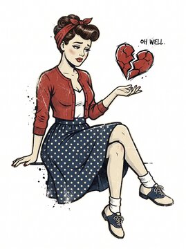 conceptual creative stunning field of depth focus sharp quality high detailed Broken Heart Pin-Up Sitting Figure Close-Up Macro Professional Photography
