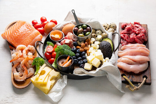  Healthy eating and balanced food concept. Keto and low carb diet