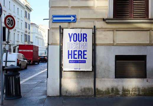 Mockup Of Customizable Poster By Wall