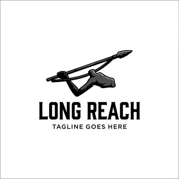 Dynamic action emblem for hunting, sports, or historical theme brands.
