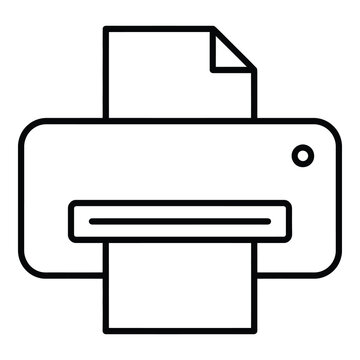 Simple line icon of a printer with paper coming out icon