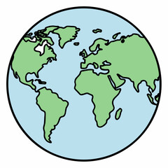Obraz premium World Map Vector Illustration Minimalist Style With Green Landmasses