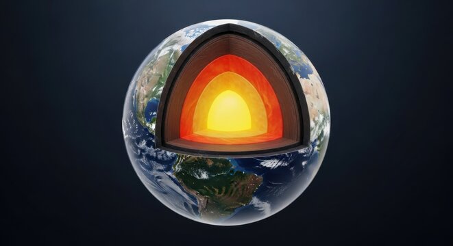 Cross section of Earth showing internal layers and core.