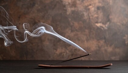 Fototapeta premium Incense smoke wisp for spa wellness. Zen meditation background with aromatic smoke trail.